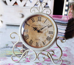 Fashion Vintage Iron Desktop Clock With Silent Clock