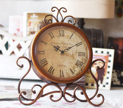 Fashion Vintage Iron Desktop Clock With Silent Clock